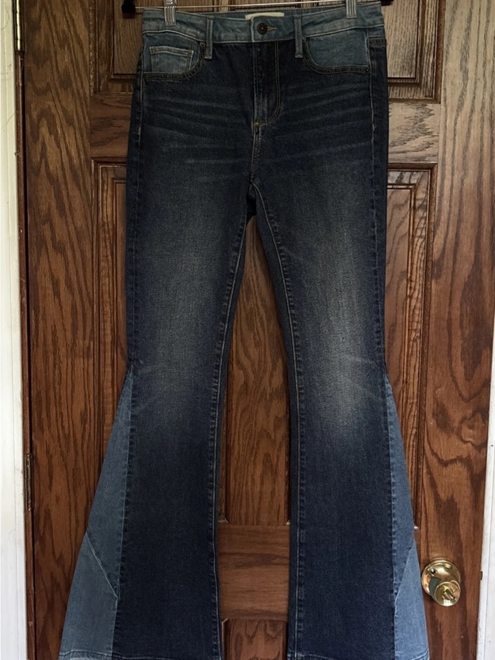 DRIFTWOOD Two-Tone Dark Blue Flare Jeans